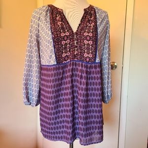 Kenar Purple Blue Print Top Size Medium
